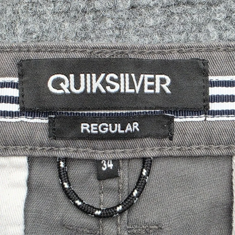 Quiksilver Mens Chino Shorts‎ Sz 34 Regular Gray Casual Flat Front Twill Stretch